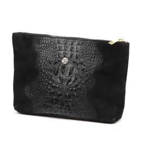   Gregorio COSMETICS-004 CROCO fekete marhabőr kozmetikai táska 29 x 19 x 10 cm