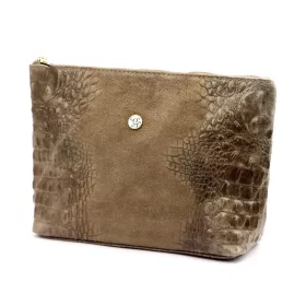   Gregorio COSMETICS-004 CROCO taupe marhabőr kozmetikai táska 29 x 19 x 10 cm