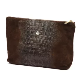   Gregorio COSMETICS-004 CROCO barna marhabőr kozmetikai táska 29 x 19 x 10 cm