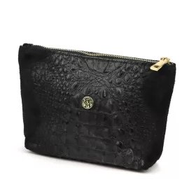   Gregorio COSMETICS-005 CROCO fekete marhabőr kozmetikai táska