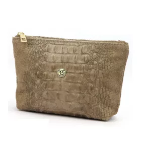   Gregorio COSMETICS-005 CROCO taupe marhabőr kozmetikai táska