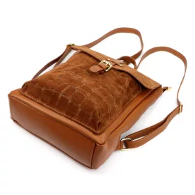   Luka 26-150 CROCO barna női marhabőr hátizsák 29 x 32 x 12 cm