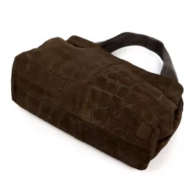   Luka 24-058 CROCO sötétbarna női bőr kézitáska, válltáska 33 x 19 x 17 cm