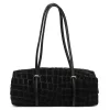 Luka 26-129 CROCO fekete női velúr bőr bőr kézitáska, válltáska 39 x 15 x 15 cm