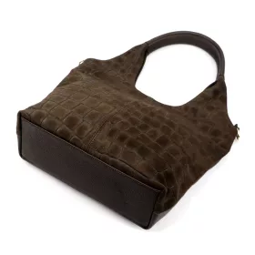   Luka 26-013 CROCO barna női bőr kézitáska, válltáska 39 x 33 x 12 cm