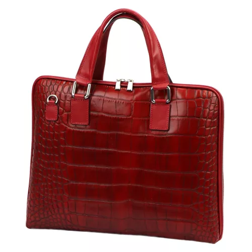 Camilla PREMIUM 10.777 CROCO piros női marhabőr aktatáska 40 x 31 x 6 cm