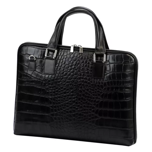 Camilla PREMIUM 10.777 CROCO fekete női marhabőr aktatáska 40 x 31 x 6 cm