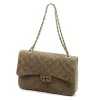 Camilla PREMIUM 10.017 MAXI taupe női velúr bőr kézitáska, válltáska 34 x 23 x 13 cm