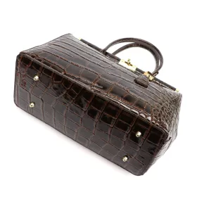   Luka 26-002 CROCO barna női bőr kézitáska 35 x 26.5 x 15.5 cm