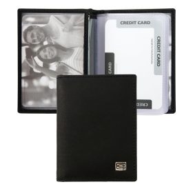    Výberový čierny kožený držiak na karty, držiak na spisy