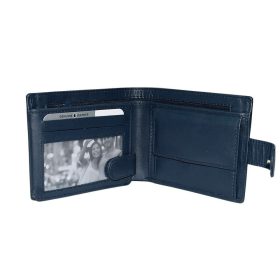    Výber kompaktnej koženej tmavomodrej peňaženky 12 x 9,5 cm