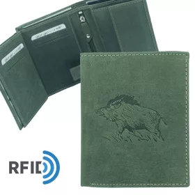    Pánska kožená peňaženka Giorgio Carelli hunter s motívom diviaka, RFID ochrana
