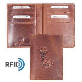    Poľovnícka pánska kožená peňaženka Giorgio Carelli s motívom jeleňa, RFID ochrana