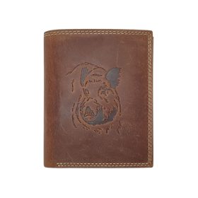    Hnedá kožená peňaženka Giorgio Carelli so vzorom diviaka