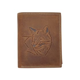    Hnedá kožená peňaženka Giorgio Carelli s líščím vzorom