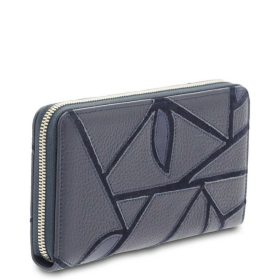    Exkluzívna, tmavomodrá, ručne šitá lakovaná ružová kožená peňaženka Giudi pre ženy