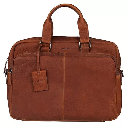  Starožitná kožená taška na notebook Burkely Avery Cognac 15,6"