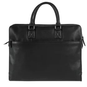    Burkely starožitná Avery veľká čierna kožená taška na notebook 17"