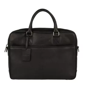    Burkely starožitná Avery čierna kožená taška na notebook bočná taška 15,6"