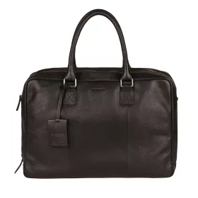    Burkely Starožitná Avery čierna kožená taška na notebook, bočná taška 15"6