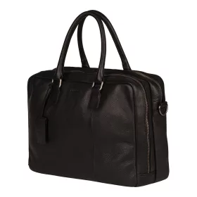    Burkely Starožitná Avery čierna kožená taška na notebook, bočná taška 15"6