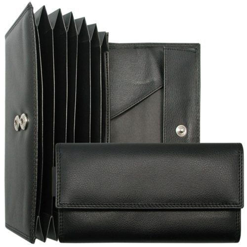  Unisex čierna kožená aktovka, peňaženka 18 × 10 cm