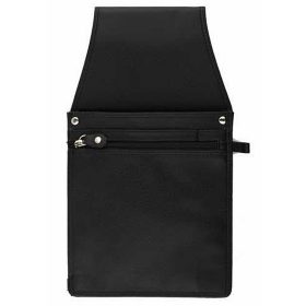    Unisex čierna kožená čašnícka peňaženka, držiak na aktovku