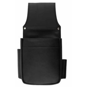    Unisex čierna kožená čašnícka peňaženka, držiak na aktovku 17 × 29 cm