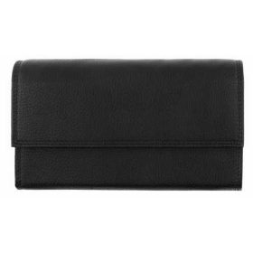  Unisex čierna kožená aktovka, peňaženka 18 × 10,5 cm