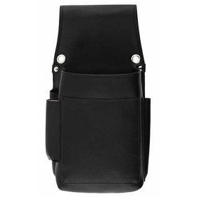    Unisex čierna kožená čašnícka peňaženka, držiak na aktovku 14 × 24,5 cm