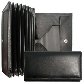    Výber unisex čierna kožená aktovka, peňaženka 18,3 × 10 cm
