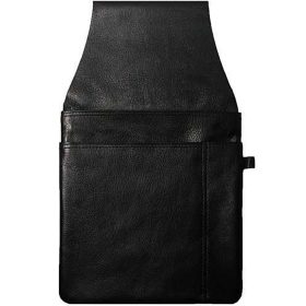    Unisex čierna kožená čašnícka peňaženka, držiak na aktovku 15,5 × 25 cm