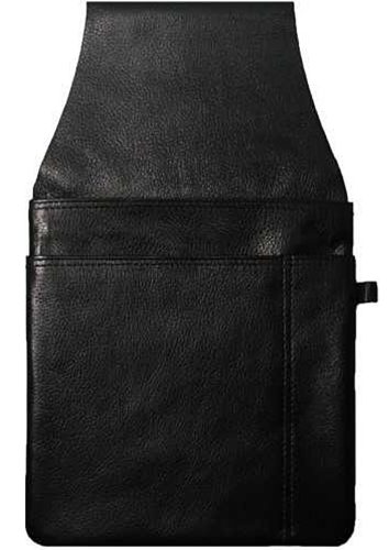  Unisex čierna kožená čašnícka peňaženka, držiak na aktovku 15,5 × 25 cm