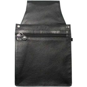    Unisex čierna kožená čašnícka peňaženka, držiak na aktovku 14,5 × 24,5 cm