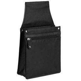    Unisex čierna kožená čašnícka peňaženka, držiak na aktovku 14,5 × 24,5 cm