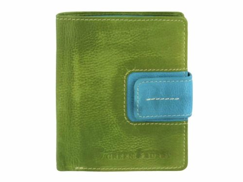  Malá dámska kožená peňaženka Greenburry, mätovo zeleno-modrá