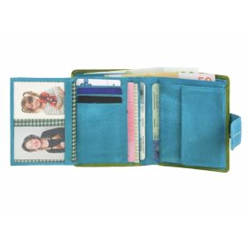    Malá dámska kožená peňaženka Greenburry, mätovo zeleno-modrá