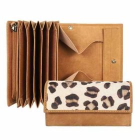    Dámska svetlohnedá kožená aktovka so vzorom pantera Giorgio Carelli, peňaženka