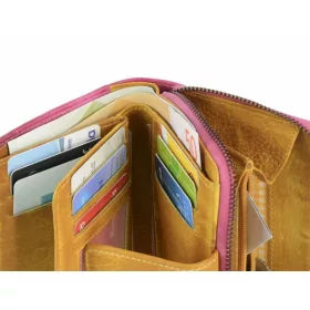  Dámska kožená peňaženka Greenburry, fialovo-žltá