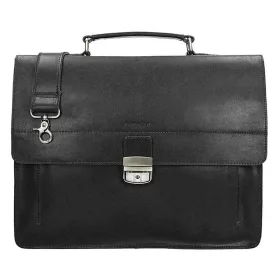    Burkely Scott Vintage čierna kožená bočná taška, aktovka, 2 priehradky