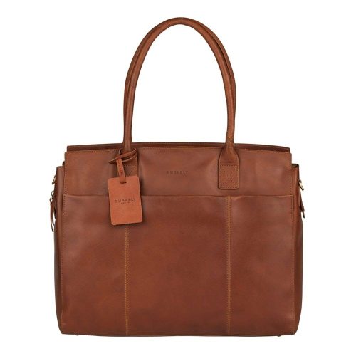  Kožená taška na notebook Burkely Vintage Doris z koňakovej kože, bočná taška 15,6''