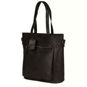    Burkely Vintage Jade čierna dámska kožená taška cez rameno, shopper, taška na notebook 14"