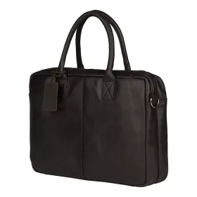    Čierna kožená taška na notebook Burkely Vintage Jack Bočná taška 13,3"