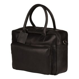    Čierna kožená taška na notebook Burkely Vintage Mitch Bočná taška 14"