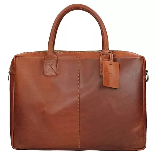  Kožená taška na notebook Burkely Vintage Taylor Cognac Bočná taška 15,6"