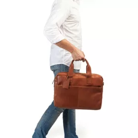    Burkely Vintage Jesse Worker Cognac Kožená taška na notebook Bočná taška 14"