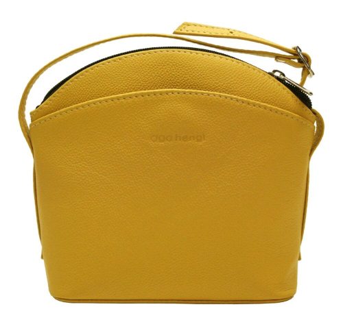 Ága Hengl Katica slnečno žltá dámska kožená kabelka cez rameno 18 x 19 x 7 cm.