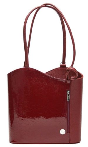  Ága Hengl Bambusová bordová dámska kožená taška cez rameno, ruksak 27 x 28 cm