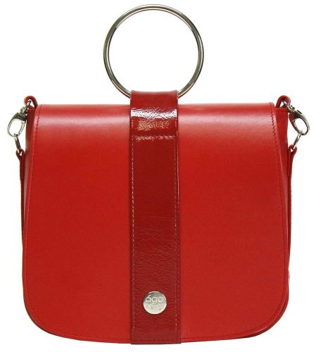  Ága Hengl Borcsi červená dámska kožená taška cez rameno 23 x 21 cm