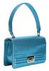  Ága Hengl Candy glitrová modrá kožená kabelka, taška cez rameno 26 x 16 x 8,5 cm.